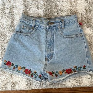 embroidered jean shorts